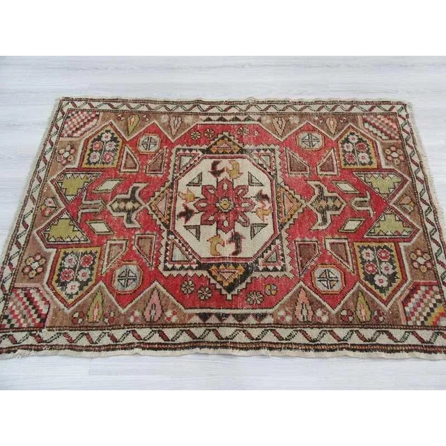 Vintage Turkish Konya Hand Knotted Rug - 3′10″ × 5′6″ For Sale - Image 4 of 6