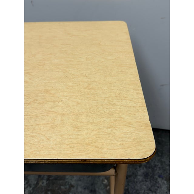 Wood Lift-Top Metal + Wood School Desk, Mid 20th Century For Sale - Image 7 of 12