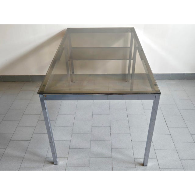 Silver Vintage Desk in Steel & Saint-Gobain Glass, 1970s For Sale - Image 8 of 17
