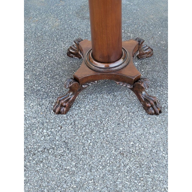 19th Century Mahogany Empire Drop Leaf End Table Hand Carved For Sale - Image 10 of 11