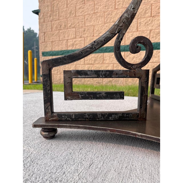 Steel and Travertine Greek Key Center or Dining Table For Sale In Chicago - Image 6 of 8