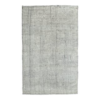 6x9 Graceful Vibrant Ivory Geometric Modern Hand Knotted Wool Carpet Rug For Sale
