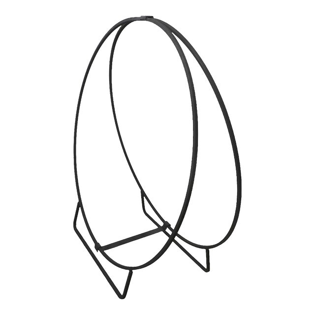 Large Mid Century Circular Iron Firewood Log Holder Newly Painted For Sale