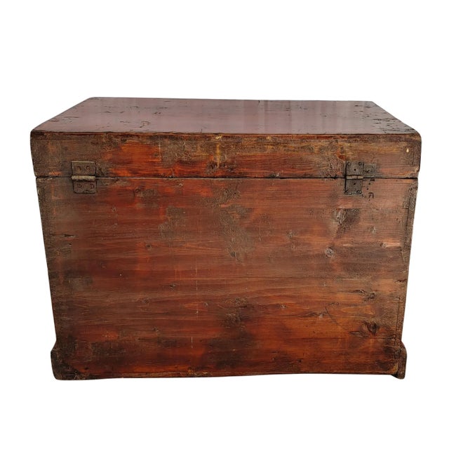1900s Hand Painted Red Trunk For Sale In Greensboro - Image 6 of 8