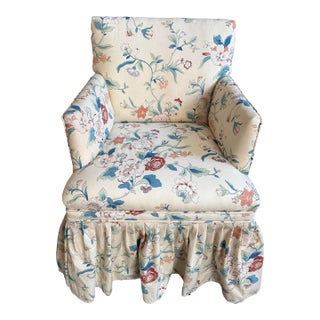 Vintage Chintz Floral Skirted Slipper Chair For Sale