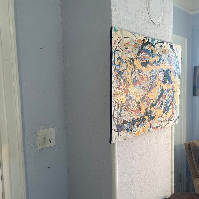 2020s “After Pollock #3 by John Frates, #1744, 24x32x1/2 In., on Wood, Mid-Century Modern, Coa With Its Invoice For Sale - Image 5 of 6