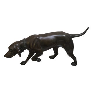 Rochard, Weimaraner Dog, 1950s, Bronze and Marble For Sale
