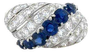 Vintage Tiffany & Co., Sapphire and Diamond Ring Platinum, Size 6