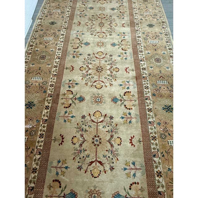 Turkish 5ft × 24ft 10in Oushak Hand Knotted Wool Runner Rug For Sale - Image 3 of 12