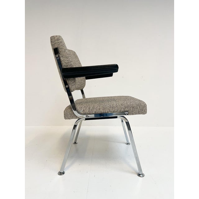 Vintage Gray Upholstered Armchair by Gispen, 1960s For Sale - Image 6 of 15