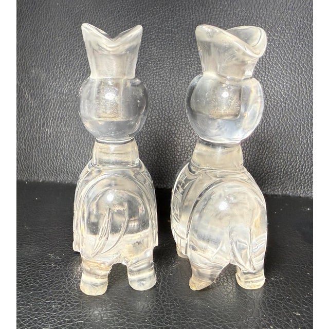 Pair of Antique Hand Carved Chinese Elephant Rock Crystal Stone Sculpture Vase For Sale - Image 10 of 12