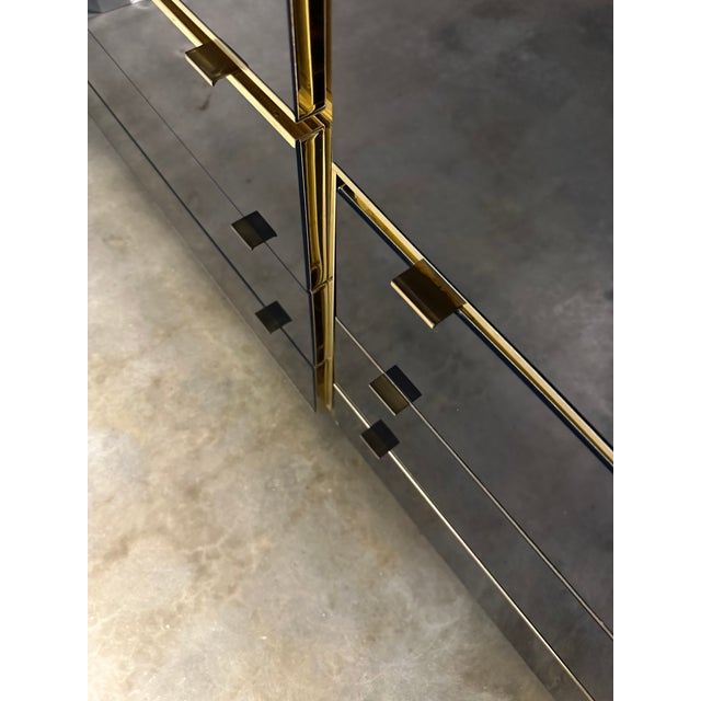 1960s Pair of Navy Blue Glass and Brass Ello Wardrobe Cabinets For Sale - Image 10 of 12
