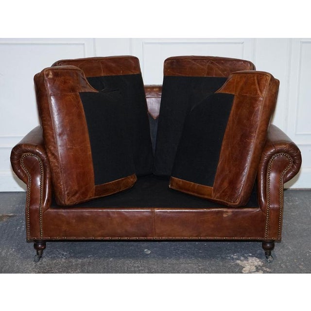 Balmoral Two Seater Brown Heritage Leather Sofa in the style of Halo and Timothy Oulton For Sale - Image 10 of 16