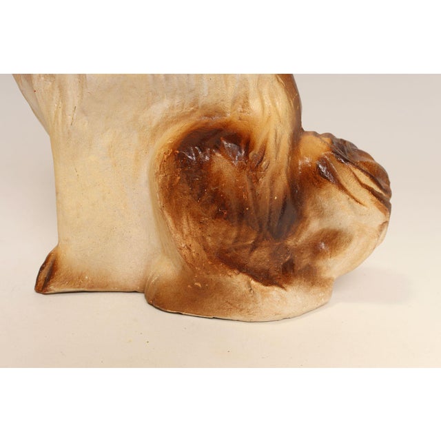 Vintage Folk Art Chalkware Carnival Chalk Brown Collie Dog Sculpture / Figurine For Sale - Image 15 of 15