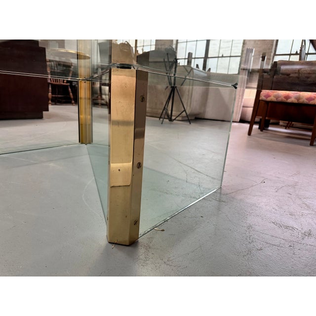Metal 1980s Pace Brass and Glass Coffee Rectangular Table With Unusual Z Formation For Sale - Image 7 of 8