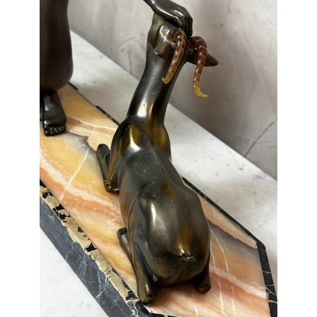 Gold Art Deco, Unknown, Figurative Sculpture, 1930, Spelter and Marble For Sale - Image 8 of 17