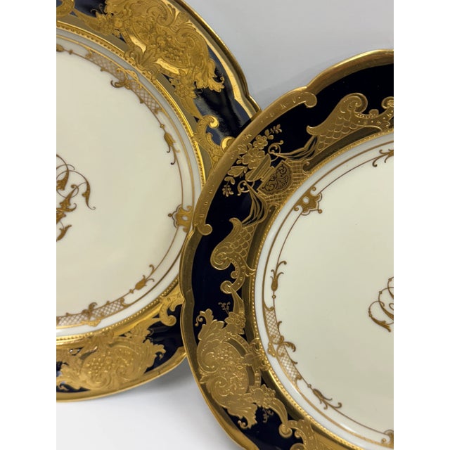 Dresden Porcelain Late 19th Century Dresden Gold Gilded Plates - Set of 6 For Sale - Image 4 of 12