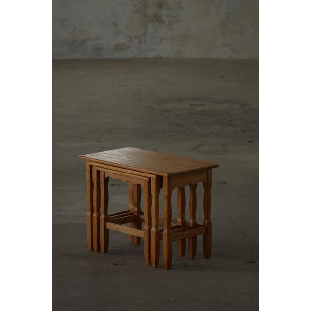Mid-Century Modern Danish Nesting Tables in Oak, 1960s, Set of 3 For Sale - Image 11 of 14