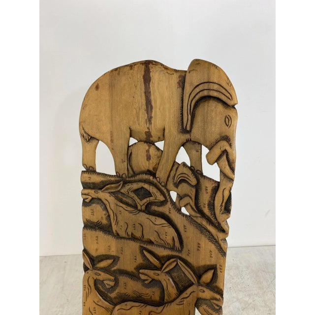 Vintage African Hand Carved Tribal Chair, 1960s