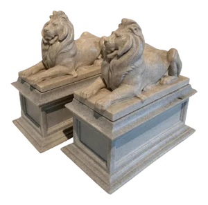 Mid-Century Modern Reclining Lion Bookends - A Pair