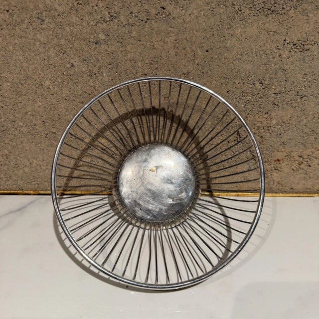 1980s Italy Mid Century Modern Small Nickel Silver Basket For Sale - Image 5 of 9