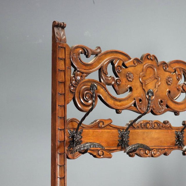 Wall Coat Rack in Walnut-Stained Beech For Sale - Image 3 of 12