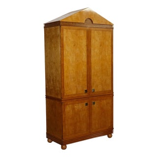 Biedermeier Style White Genesis Armoire or TV Cabinet in Satinwood from American Hickory For Sale