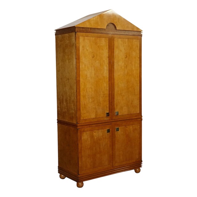 Biedermeier Style White Genesis Armoire or TV Cabinet in Satinwood from American Hickory For Sale
