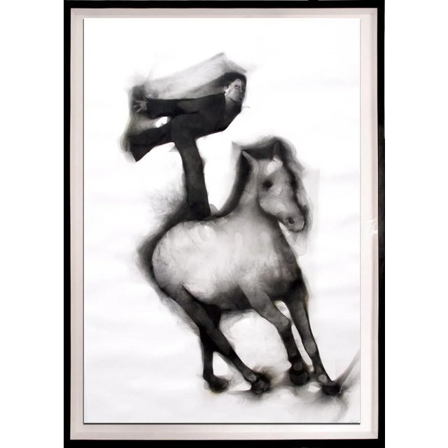 Anna balance # 1, smoke on paper, framed on a contemporary box frame - all archival materials. Artwork size: 44x30 inches...