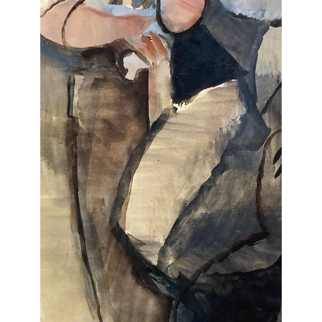 Manolo Ruiz-Pipó, Couple Biotin, Watercolor and Gouache, 1959, Framed For Sale - Image 9 of 14