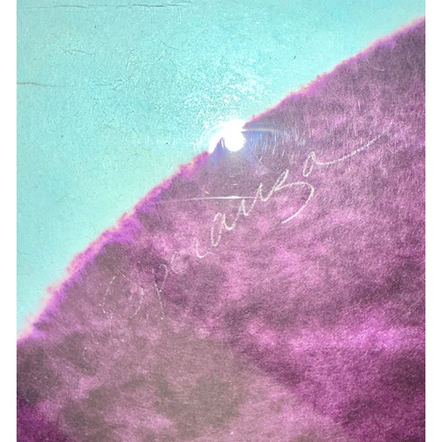 Purple 1970s Original Signed Carol Summers "Esperanza " Woodcut Framed For Sale - Image 8 of 16