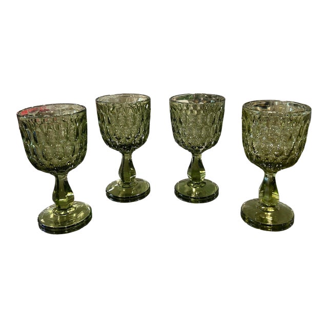 Mid Century Modern 1960’s Green Fenton Goblets- Set of 4 For Sale
