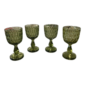 Mid Century Modern 1960’s Green Fenton Goblets- Set of 4