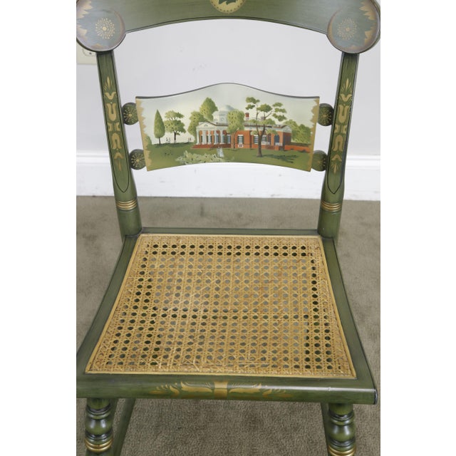 Hitchcock Green Painted "Thomas Jefferson's Monticello" Cane Seat Side
