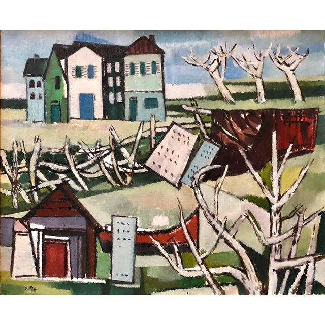 Green Carl Barth, German Modernist Oil Painting LOWER RHINE For Sale - Image 8 of 8