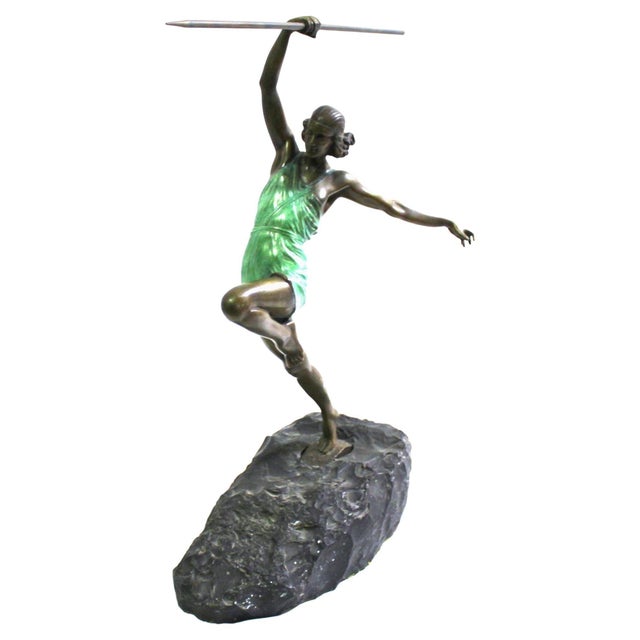 1990s Art Deco Figurine Female Javelin Thrower For Sale - Image 14 of 18