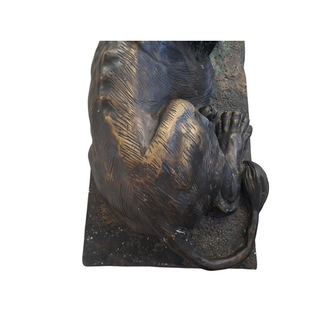Black Monumental Bronze Lions, 1980, Set of 2 For Sale - Image 8 of 18