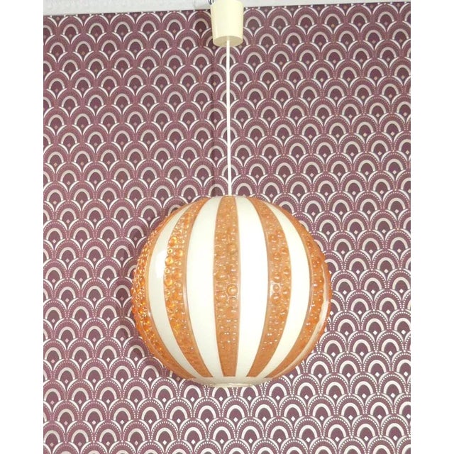 Cream Ceiling Lamp in Orange-Cream Acrylic Glass, 1970s For Sale - Image 8 of 12
