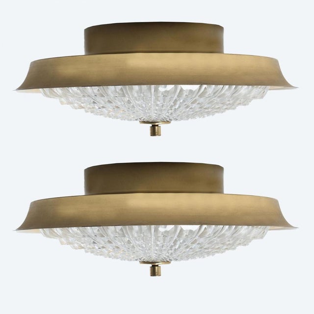 Vintage Gold Brass and Clear Glass Flush Mount by Carl Fagerlund, 1960s For Sale - Image 14 of 16