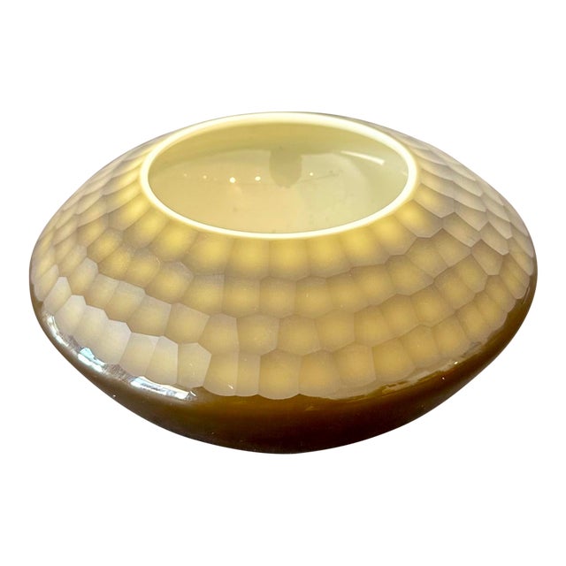 Vintage Salviatti Battuto Textured Glass Bowl For Sale