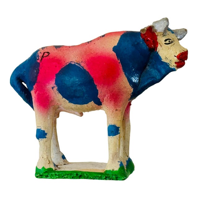 1940’s Mexican Folk Art Pottery Cow Bank For Sale