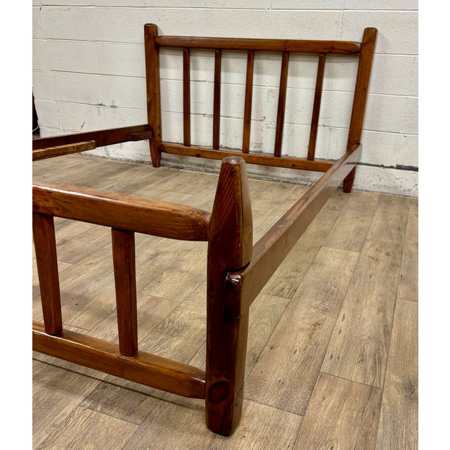 Vintage Full Size Mission Arts and Crafts Rustic Style Slat Bed For Sale In Kansas City - Image 6 of 12