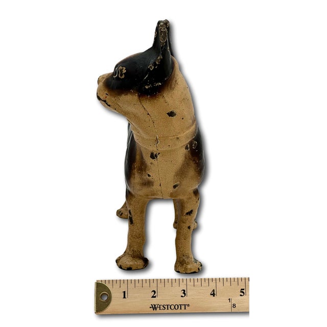Hard 2 Find Vintage 1930s Hubley Manufacturing Co. Brown Painted Boston Terrier Cast Iron Dog Doorstop For Sale - Image 17 of 18