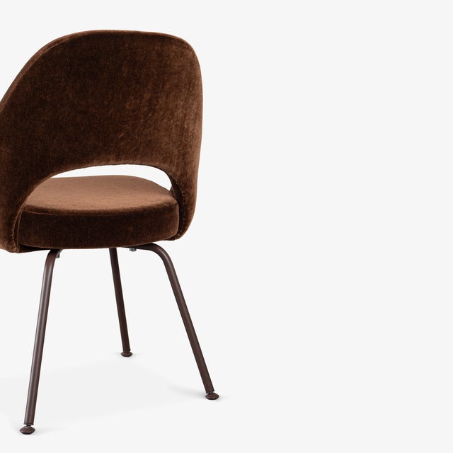 Metal Saarinen Executive Armless Chairs in Mocha Brown Mohair, Bronze Legs - Set of 6 For Sale - Image 7 of 12