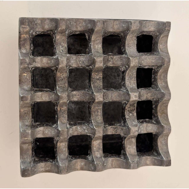 Mid-Century Modern Danish Geometric Op-Art Metal Ashtray For Sale - Image 9 of 10