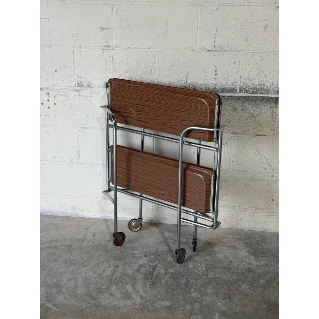 Mid-Century Modern Two-Tier Rosewood Foldable Bar Cart German Mid-Century Modern 1970s For Sale - Image 3 of 10
