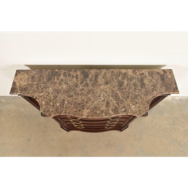 Bernhardt French Regency Louis XVI Carved Mahogany Marble Top Sideboard Credenza For Sale - Image 12 of 15