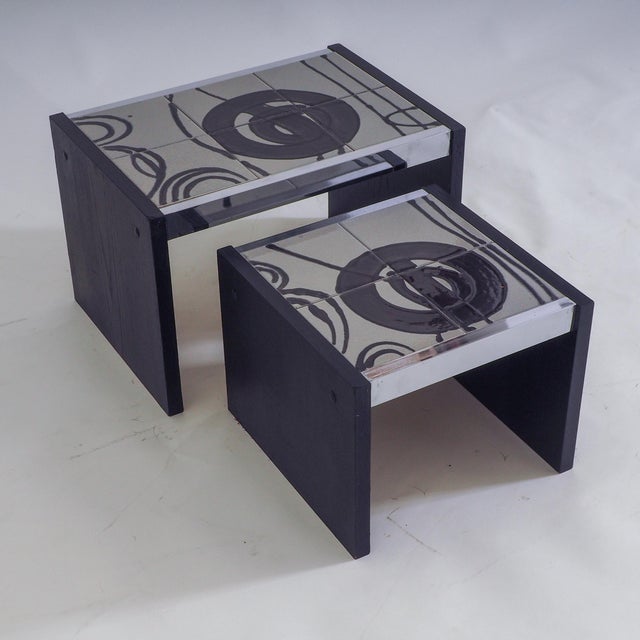 Vintage Tiled Nesting Tables, 1970s, Set of 2 For Sale - Image 17 of 18