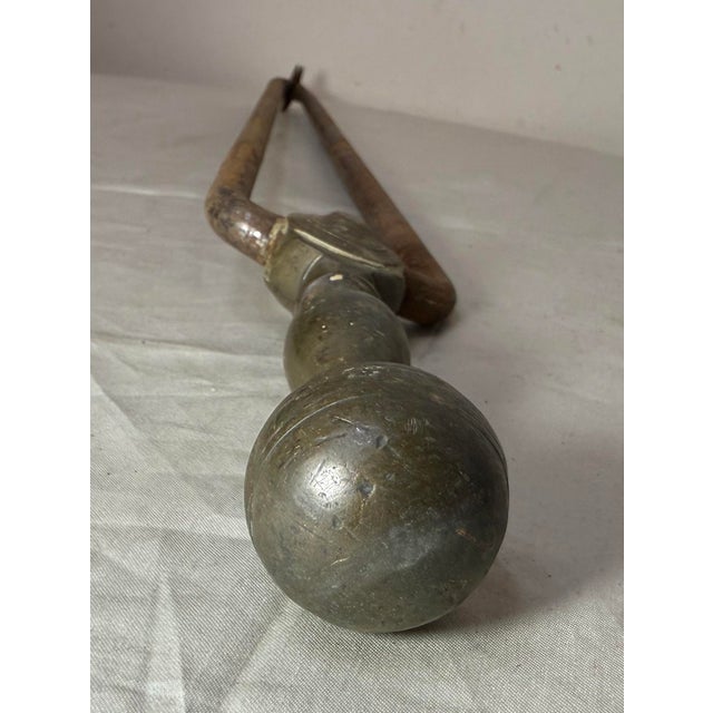 Antique 18th Century Wrought Iron Turned Brass English Fireplace Tongs Tool 21 For Sale In New York - Image 6 of 9
