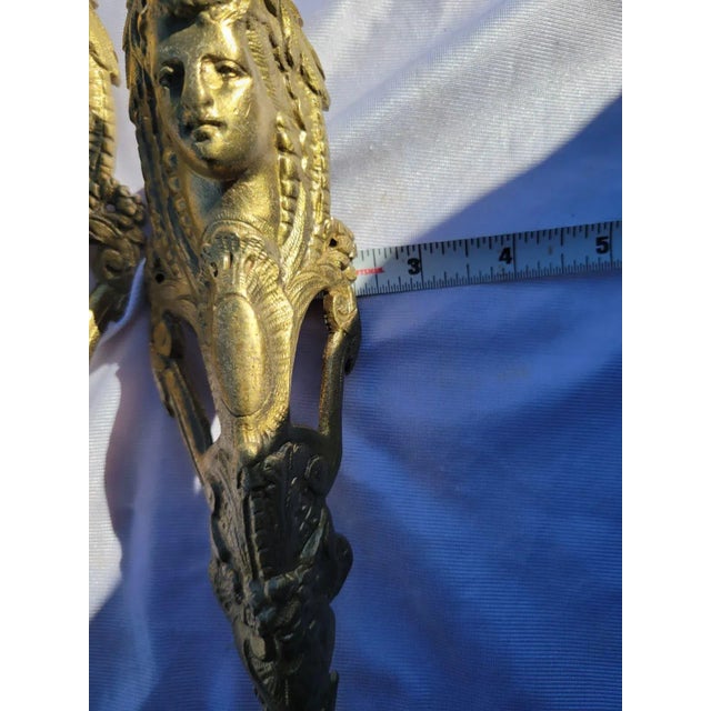 19th C French Ormolu Bronze Mounts Pair Gilt Gold Female Face Appliques For Sale - Image 9 of 13